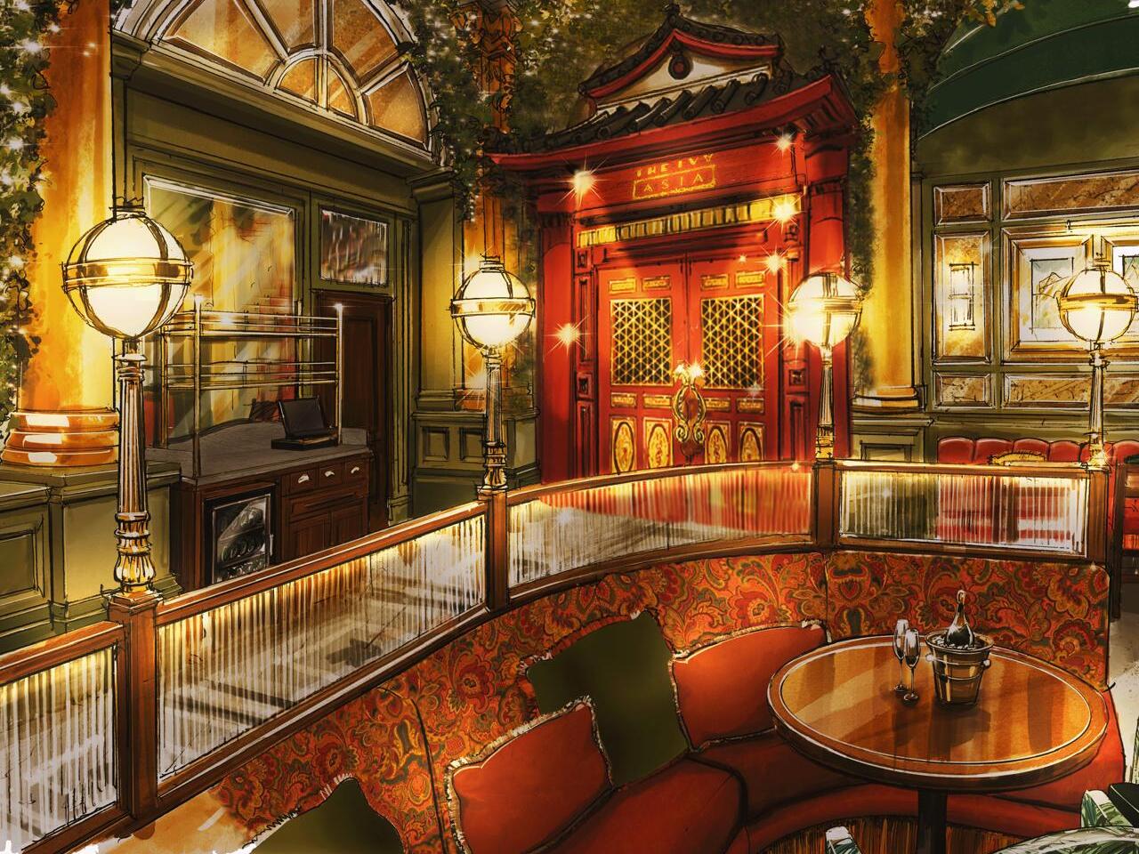 render of the ivy asia glasgow during dinner service